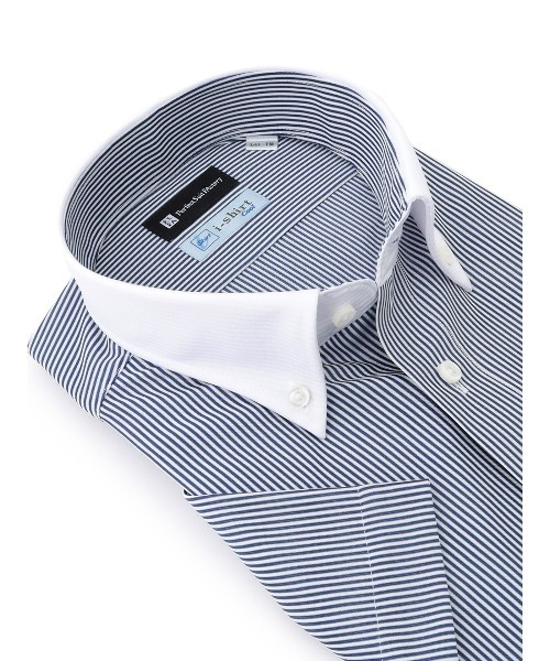 Perfect Suit FActory（パーフェクトスーツファクトリー）の「【完全ノーアイロン】半袖アイシャツ【ECOi-shirt】アイスライブ　サックス（ビジネスシャツ・メンズ・サックスブルー/ネイビー・S/3L/LL/L/M）」の13枚目の写真