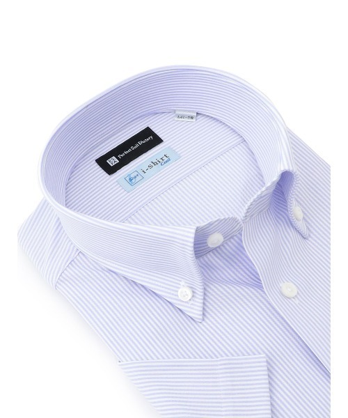 Perfect Suit FActory（パーフェクトスーツファクトリー）の「【完全ノーアイロン】半袖アイシャツ【ECOi-shirt】アイスライブ　サックス（ビジネスシャツ・メンズ・サックスブルー/ネイビー・S/3L/LL/L/M）」の12枚目の写真