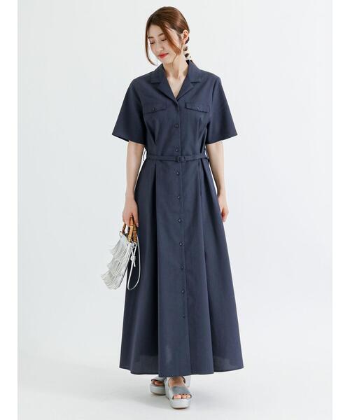 Te chichi（テチチ）の「サッカー開襟シャツワンピース（ワンピース・レディース・ブラウン/ネイビー/ブルー・F）」の4枚目の写真