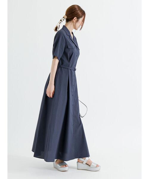 Te chichi（テチチ）の「サッカー開襟シャツワンピース（ワンピース・レディース・ブラウン/ネイビー/ブルー・F）」の6枚目の写真