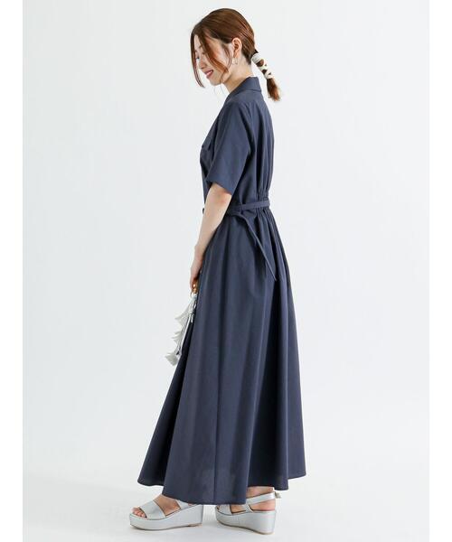 Te chichi（テチチ）の「サッカー開襟シャツワンピース（ワンピース・レディース・ブラウン/ネイビー/ブルー・F）」の9枚目の写真