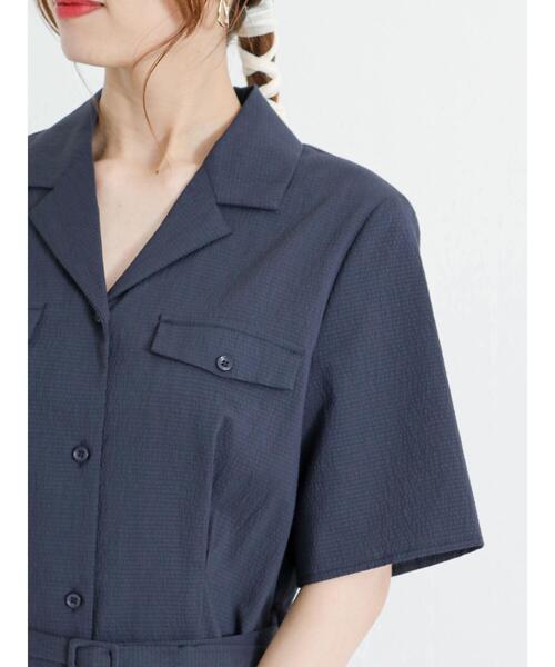 Te chichi（テチチ）の「サッカー開襟シャツワンピース（ワンピース・レディース・ブラウン/ネイビー/ブルー・F）」の10枚目の写真