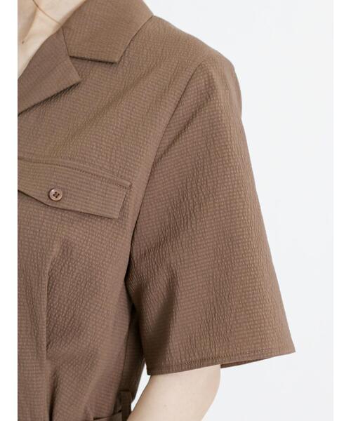 Te chichi（テチチ）の「サッカー開襟シャツワンピース（ワンピース・レディース・ブラウン/ネイビー/ブルー・F）」の14枚目の写真