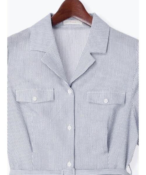 Te chichi（テチチ）の「サッカー開襟シャツワンピース（ワンピース・レディース・ブラウン/ネイビー/ブルー・F）」の20枚目の写真