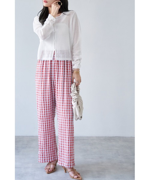 &. NOSTALGIA(アンドドットノスタルジア)の「【ZOZO限定】ギンガムチェックパンツ(その他パンツ・レディース・グリーン/レッド・FREE)」の3枚目の写真