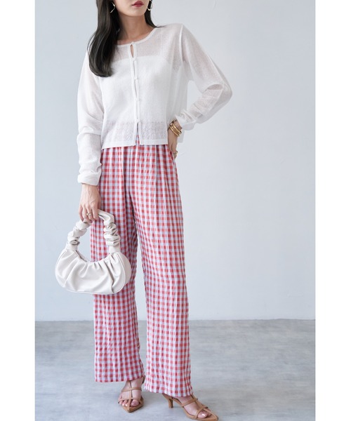&. NOSTALGIA(アンドドットノスタルジア)の「【ZOZO限定】ギンガムチェックパンツ(その他パンツ・レディース・グリーン/レッド・FREE)」の4枚目の写真