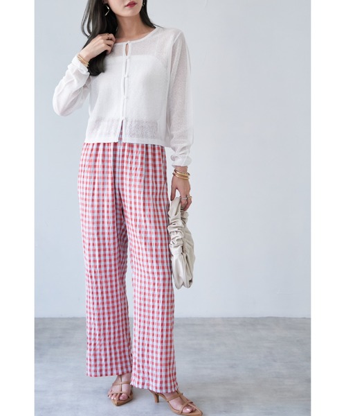 &. NOSTALGIA(アンドドットノスタルジア)の「【ZOZO限定】ギンガムチェックパンツ(その他パンツ・レディース・グリーン/レッド・FREE)」の5枚目の写真