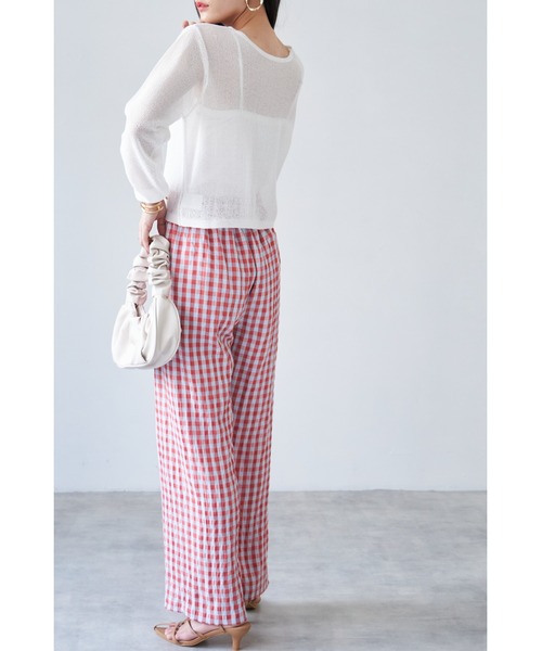 &. NOSTALGIA(アンドドットノスタルジア)の「【ZOZO限定】ギンガムチェックパンツ(その他パンツ・レディース・グリーン/レッド・FREE)」の6枚目の写真