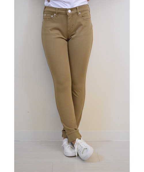 WHEIR（ウェア）の「SHORE ウエストリブスキニーパンツ（デニムパンツ・レディース・ブラック/ベージュ/ワイン/ブルー/ホワイト・MEDIUM/LARGE/SMALL）」の3枚目の写真