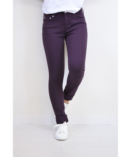 WHEIR（ウェア）の「SHORE ウエストリブスキニーパンツ（デニムパンツ・レディース・ブラック/ベージュ/ワイン/ブルー/ホワイト・MEDIUM/LARGE/SMALL）」の5枚目の写真