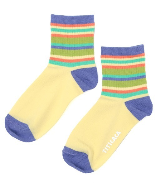 チチカカ（チチカカ）の「リブボーダーソックス 23-25cm（ソックス/靴下・レディース・オフホワイト/ブルー/イエロー・FREE）」の7枚目の写真