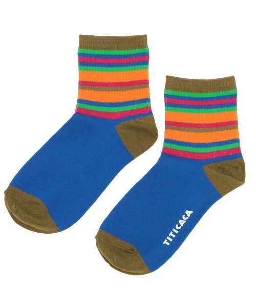 チチカカ（チチカカ）の「リブボーダーソックス 23-25cm（ソックス/靴下・レディース・オフホワイト/ブルー/イエロー・FREE）」の8枚目の写真