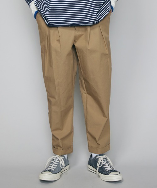 rehacer(レアセル)の「rehacer : Over Tuck Easy Pants / オーバータックイージーパンツ(チノパンツ・メンズ・ベージュ/スミクロ・SMALL/MEDIUM/LARGE)」の3枚目の写真