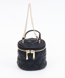 フェイクレザーキルティングマイクロミニバニティチャームショルダーBAG
