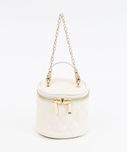 COOCO(クーコ)の「フェイクレザーキルティングマイクロミニバニティチャームショルダーBAG(ショルダーバッグ・レディース・ブラック/サックスブルー/オフホワイト/ピンク・9)」の5枚目の写真