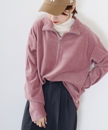 ストレッチカットコーデュロイ ハーフジップハイネック