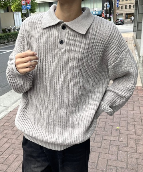 セール】【新色登場！】オーバーサイズニットポロ（ニット