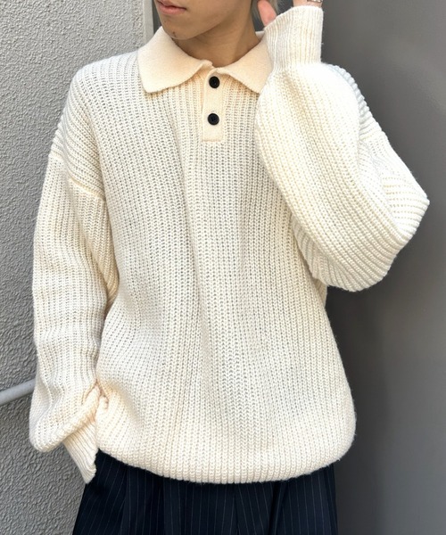 セール】オーバーサイズニットポロ（ニット/セーター）｜B.R.U（ブル
