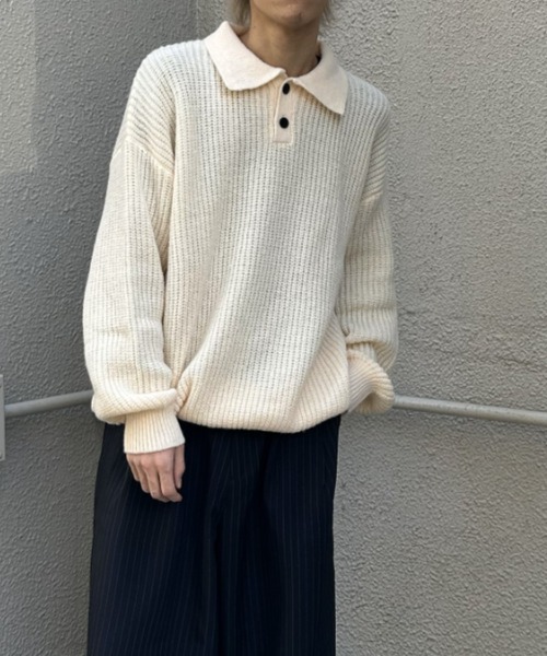 セール】オーバーサイズニットポロ（ニット/セーター）｜B.R.U（ブル
