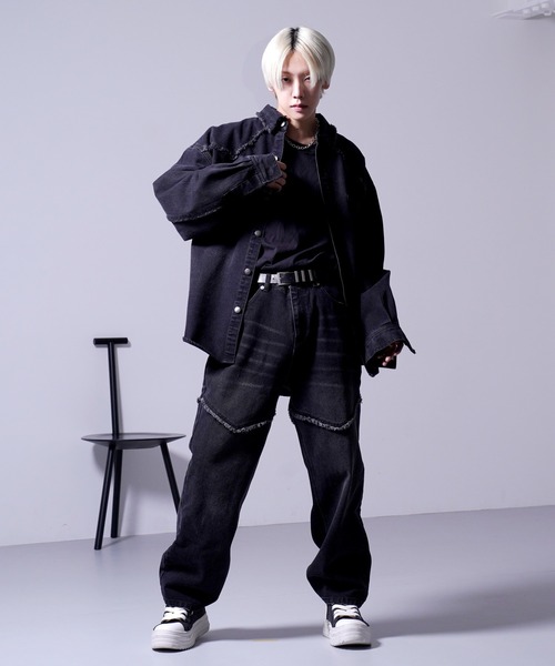 G.O.C（ジーオーシー）の「カットオフ ウエスタン オーバー デニムシャツ JKT（デニムジャケット・メンズ・ブラック/ブルー・MEDIUM/LARGE）」の5枚目の写真