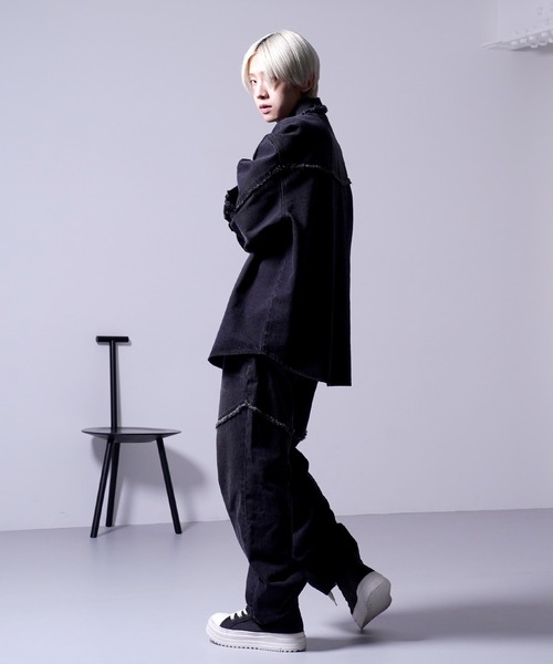 G.O.C（ジーオーシー）の「カットオフ ウエスタン オーバー デニムシャツ JKT（デニムジャケット・メンズ・ブラック/ブルー・MEDIUM/LARGE）」の6枚目の写真