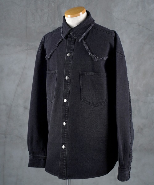 G.O.C（ジーオーシー）の「カットオフ ウエスタン オーバー デニムシャツ JKT（デニムジャケット・メンズ・ブラック/ブルー・MEDIUM/LARGE）」の7枚目の写真