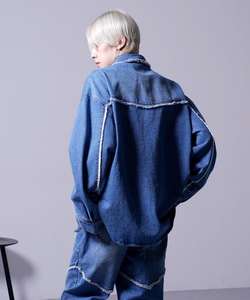 G.O.C（ジーオーシー）の「カットオフ ウエスタン オーバー デニムシャツ JKT（デニムジャケット・メンズ・ブラック/ブルー・MEDIUM/LARGE）」の9枚目の写真