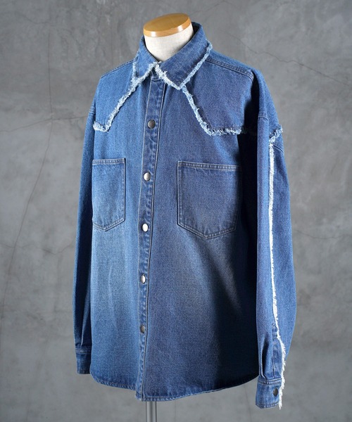 G.O.C（ジーオーシー）の「カットオフ ウエスタン オーバー デニムシャツ JKT（デニムジャケット・メンズ・ブラック/ブルー・MEDIUM/LARGE）」の12枚目の写真