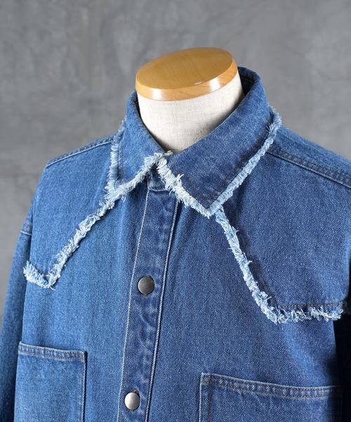 G.O.C（ジーオーシー）の「カットオフ ウエスタン オーバー デニムシャツ JKT（デニムジャケット・メンズ・ブラック/ブルー・MEDIUM/LARGE）」の14枚目の写真