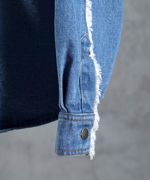 G.O.C（ジーオーシー）の「カットオフ ウエスタン オーバー デニムシャツ JKT（デニムジャケット・メンズ・ブラック/ブルー・MEDIUM/LARGE）」の16枚目の写真