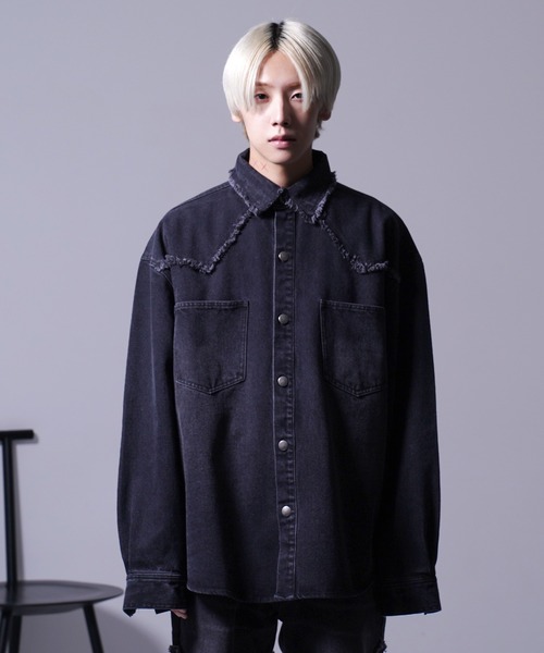 G.O.C（ジーオーシー）の「カットオフ ウエスタン オーバー デニムシャツ JKT（デニムジャケット・メンズ・ブラック/ブルー・MEDIUM/LARGE）」の20枚目の写真
