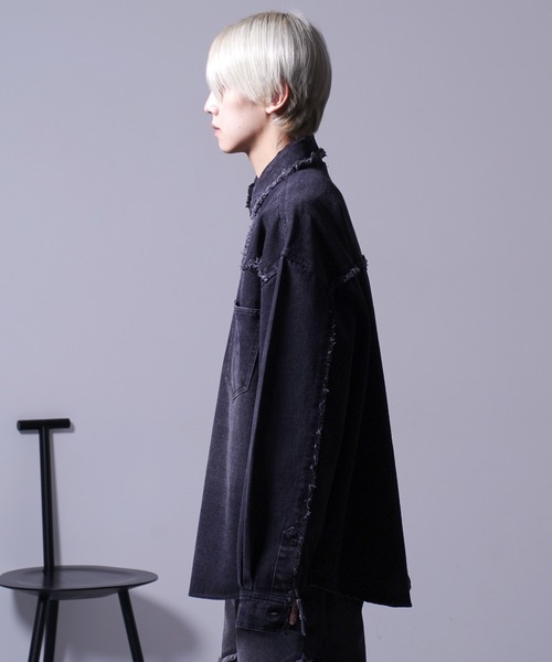 G.O.C（ジーオーシー）の「カットオフ ウエスタン オーバー デニムシャツ JKT（デニムジャケット・メンズ・ブラック/ブルー・MEDIUM/LARGE）」の21枚目の写真