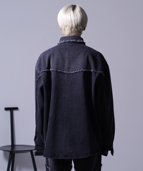 G.O.C（ジーオーシー）の「カットオフ ウエスタン オーバー デニムシャツ JKT（デニムジャケット・メンズ・ブラック/ブルー・MEDIUM/LARGE）」の22枚目の写真