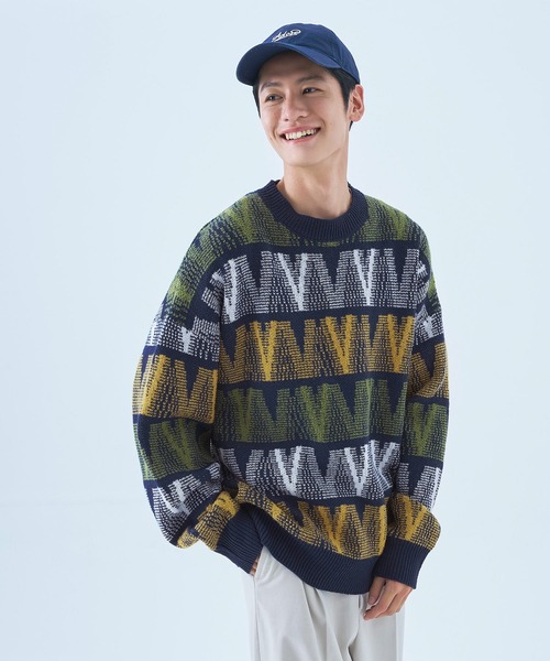 coca(coca)(コカ)の「メンズジオメパターン柄ニットトレーナー(ニット/セーター・メンズ・A/B・M/L)」の2枚目の写真