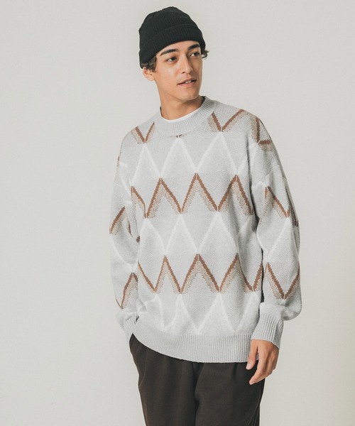 coca(coca)(コカ)の「メンズジオメパターン柄ニットトレーナー(ニット/セーター・メンズ・A/B・M/L)」の4枚目の写真