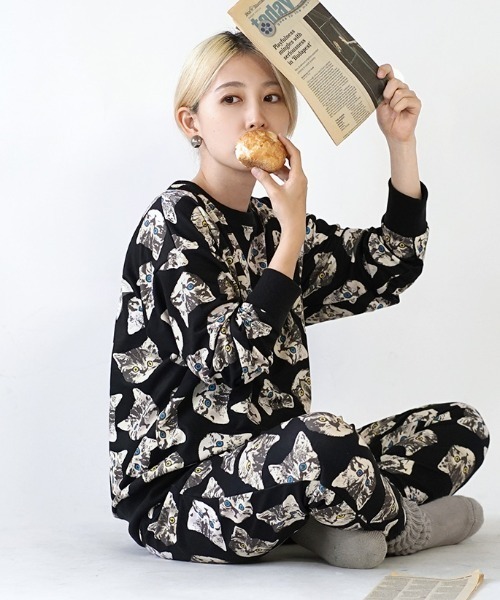 セール】ねこ・ネコ・猫・CAT セットアップルームウェア（ルームウェア