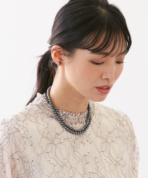 日本製 貝パール2点セット（人工真珠）（ロングネックレス＋