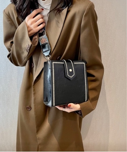 Burner（バーナー）の「【OKUOKU Recommend Select】ワイドショルダーベルト　スクエアショルダーバッグ　oku-bag-693660726183-15 Y（ショルダーバッグ・レディース・ブラック/ブラウン/ダークブラウン/ワイン・FREE）」の9枚目の写真