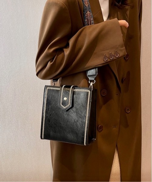 Burner（バーナー）の「【OKUOKU Recommend Select】ワイドショルダーベルト　スクエアショルダーバッグ　oku-bag-693660726183-15 Y（ショルダーバッグ・レディース・ブラック/ブラウン/ダークブラウン/ワイン・FREE）」の10枚目の写真