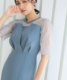 結婚式 パーティー ドレス 七分袖 と ミモレ丈 ビスチェ風 お呼ばれ フォーマル オケージョンドレス 二次会 成人式