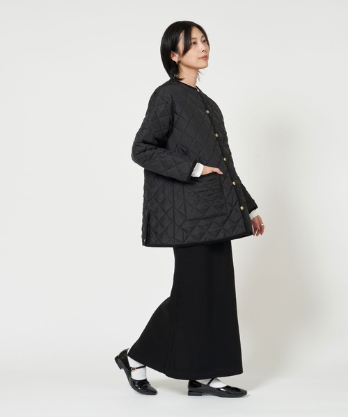Traditional Weatherwear（トラディショナルウェザーウェア）の「ARKLEY MIDDLE A-LINE（ノーカラージャケット・レディース・ブラック/カーキ・34/36）」の7枚目の写真