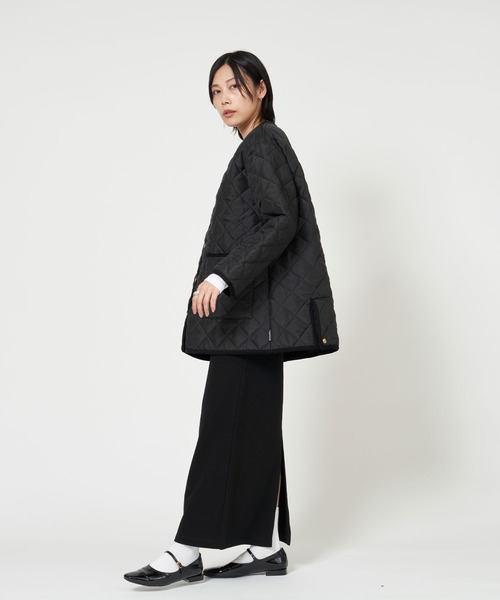 Traditional Weatherwear（トラディショナルウェザーウェア）の「ARKLEY MIDDLE A-LINE（ノーカラージャケット・レディース・ブラック/カーキ・34/36）」の9枚目の写真