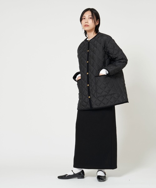 Traditional Weatherwear（トラディショナルウェザーウェア）の「ARKLEY MIDDLE A-LINE（ノーカラージャケット・レディース・ブラック/カーキ・34/36）」の10枚目の写真