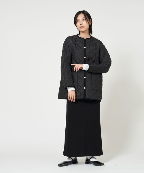 Traditional Weatherwear（トラディショナルウェザーウェア）の「ARKLEY MIDDLE A-LINE（ノーカラージャケット・レディース・ブラック/カーキ・34/36）」の11枚目の写真