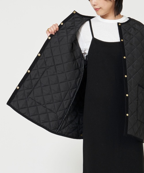 Traditional Weatherwear（トラディショナルウェザーウェア）の「ARKLEY MIDDLE A-LINE（ノーカラージャケット・レディース・ブラック/カーキ・34/36）」の13枚目の写真