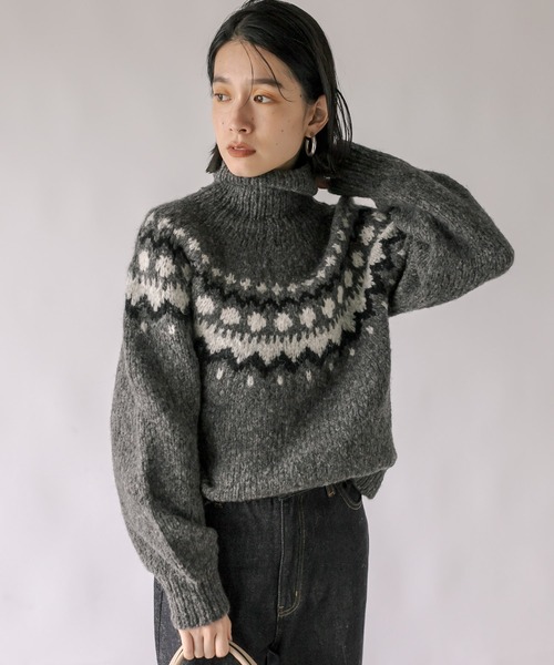 RIVE DROITE（リヴドロワ）の「ノルディックジャガードニット（ニット/セーター・レディース・グレー/ブラック・FREE）」の16枚目の写真