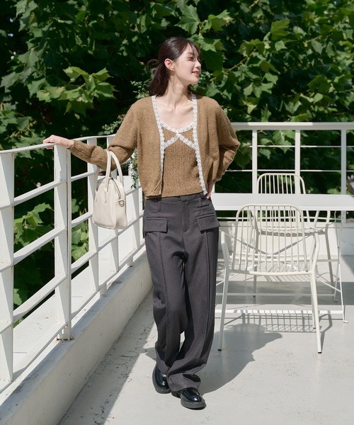 UNE MANSION(ユヌマンション)の「【2023F/W新作アイテム】フリルレースニットキャミソール&ニットカーディガンSET(セットアップ・レディース・ブラック/ブラウン/グレー・FREE)」の15枚目の写真