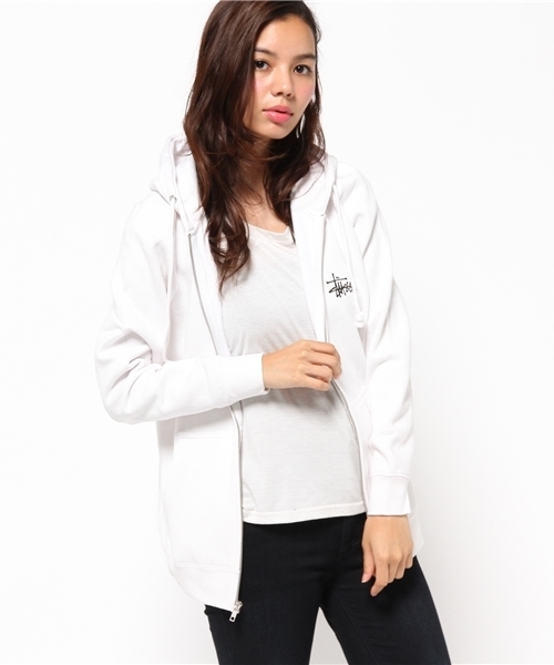 Stussy Women（ステューシーウィメン）の「Basic Logo（パーカー・レディース・ブラック/ホワイト/ヘザ－グレー・SMALL/MEDIUM）」の2枚目の写真