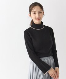 index | バイカラータールネック  フレアスリーブニット【洗濯機可】(ニット/セーター)