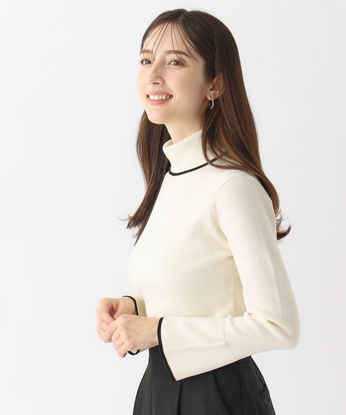 index（インデックス）の「◆≪S-LLsize≫ バイカラータートルネック フレアスリーブニット【洗濯機洗い可】（ニット/セーター・レディース・ダークブラウン系4/ブラック系4/ホワイト系7・40/38/36/42）」の5枚目の写真